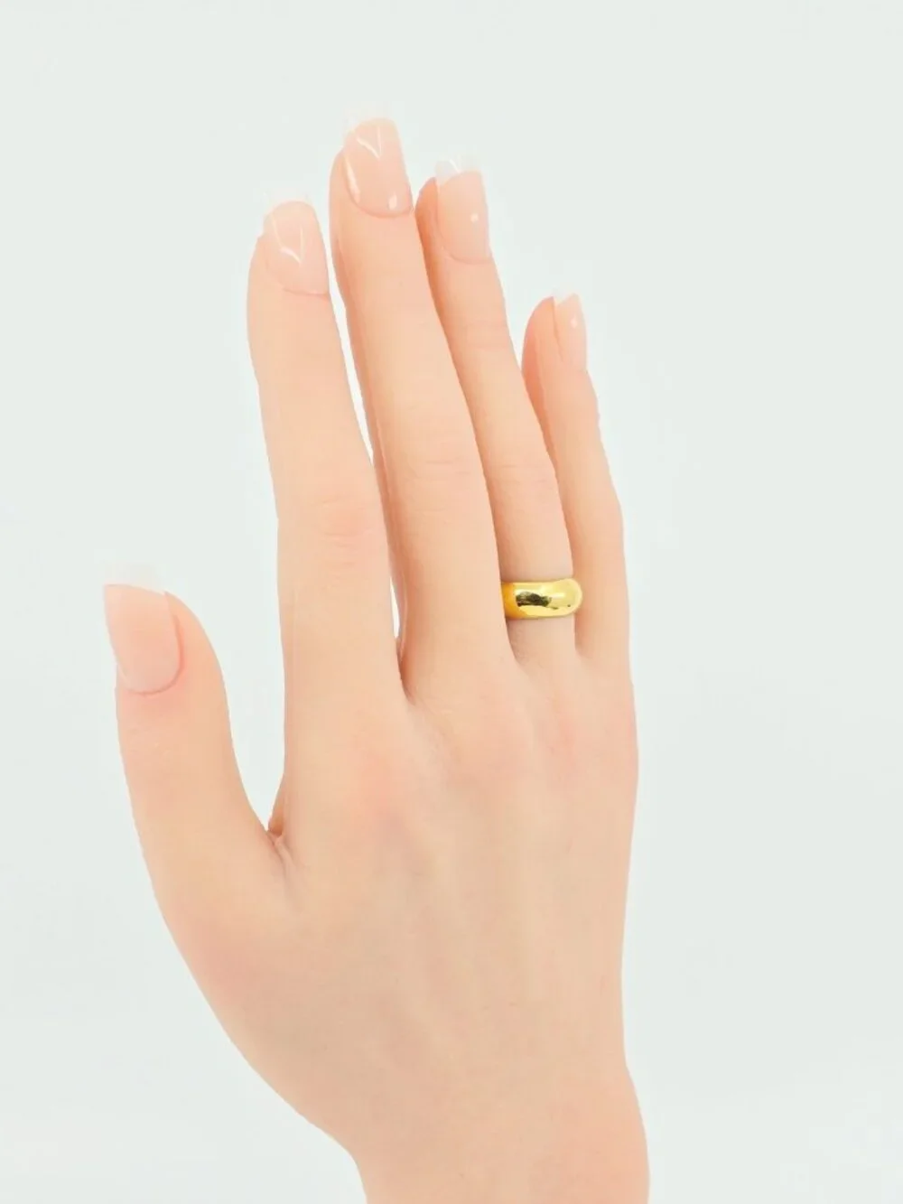 Unique 23K Karat Solid Yellow Gold Designer Polished Wedding Band Ring - Size 6